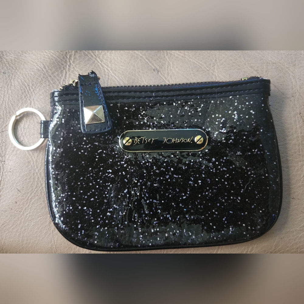 Betsey Johnson Black Glitter Wallet